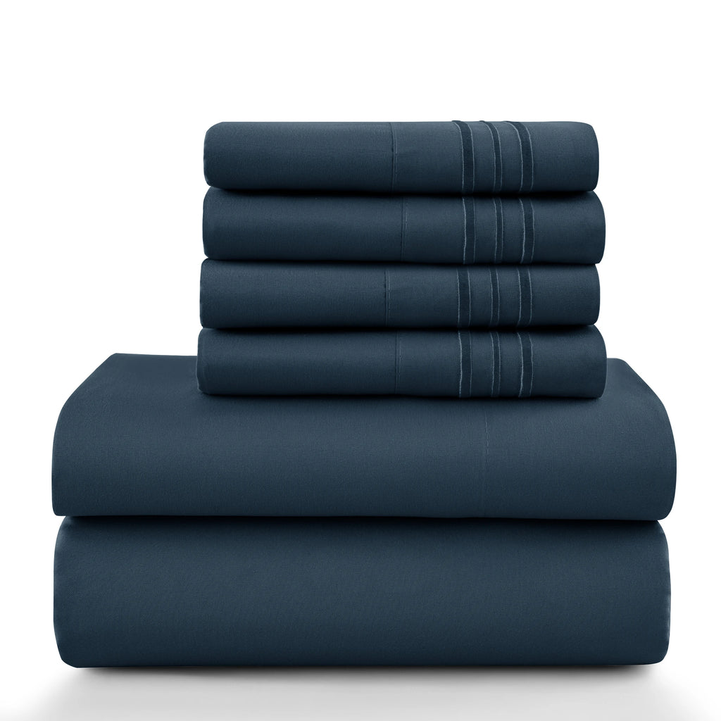 6Pc Microfiber Solid Sheet Set