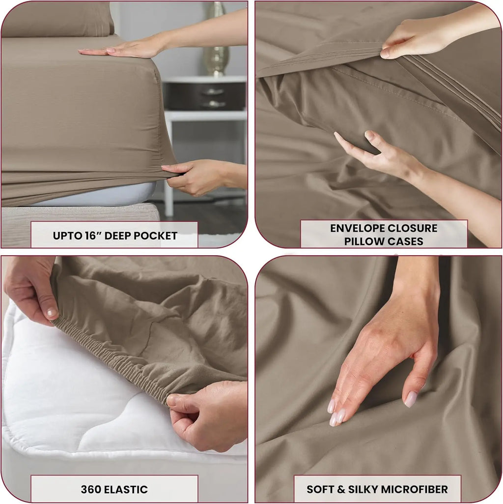 6Pc Microfiber Solid Sheet Set