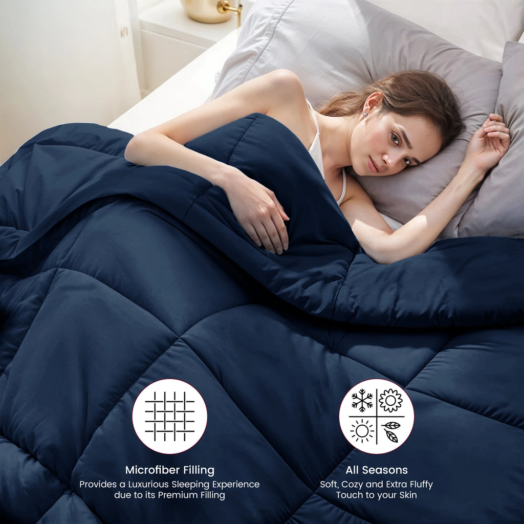 Down Comforter –  Duvet Insert with Box Stitch Design –  102" x 90"