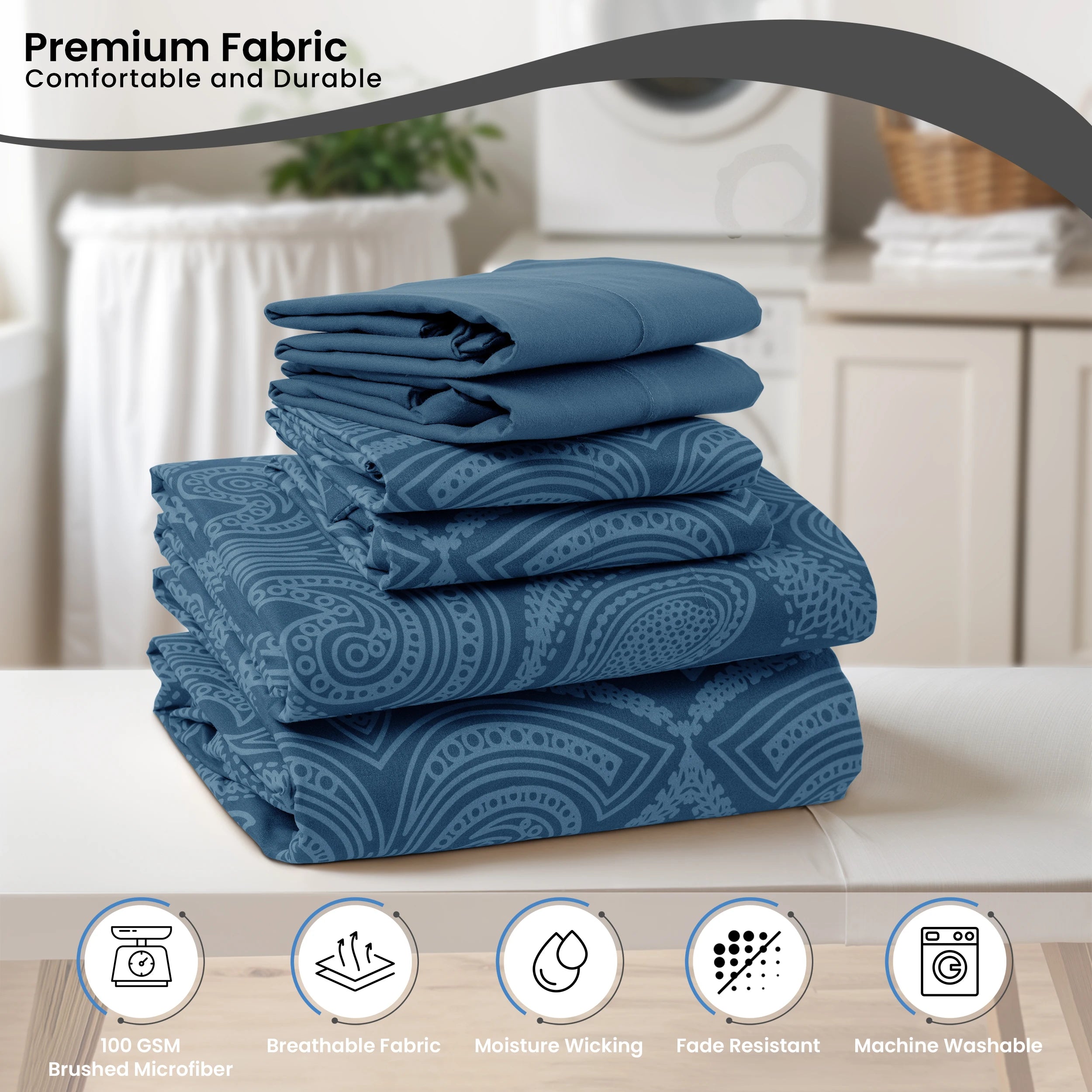 6Pc Paisley Microfiber Sheet Set