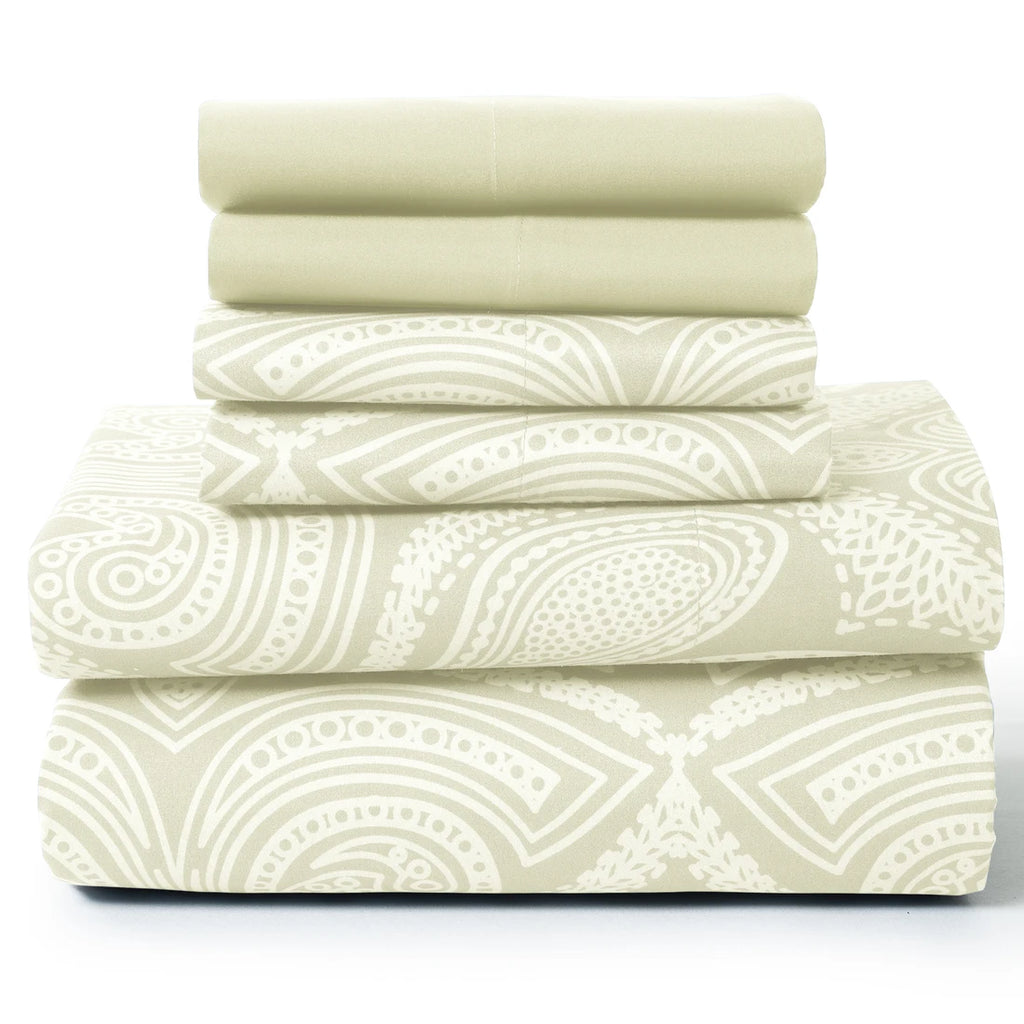 6Pc Paisley Microfiber Sheet Set