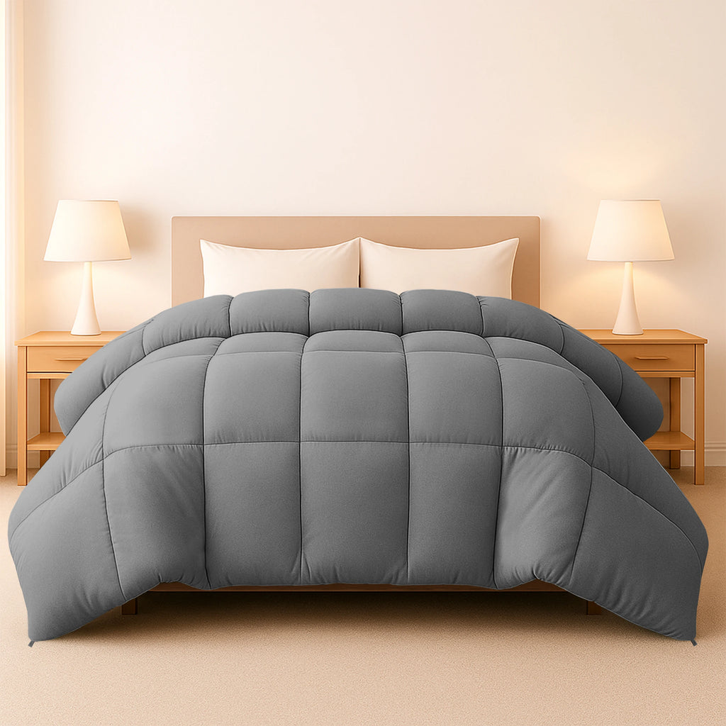 Down Comforter –  Duvet Insert with Box Stitch Design –  102" x 90"