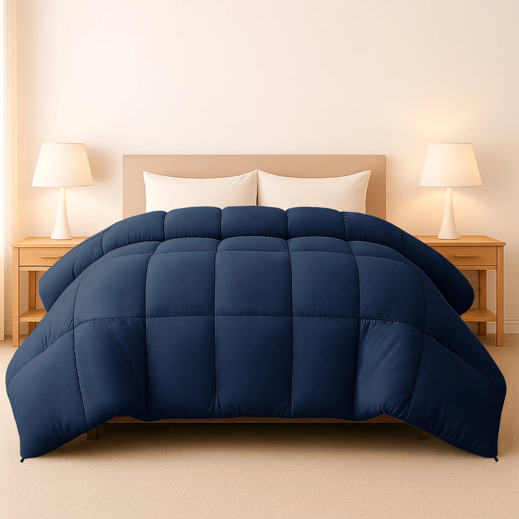 Down Comforter –  Duvet Insert with Box Stitch Design –  102" x 90"