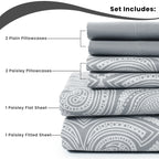 6Pc Paisley Microfiber Sheet Set
