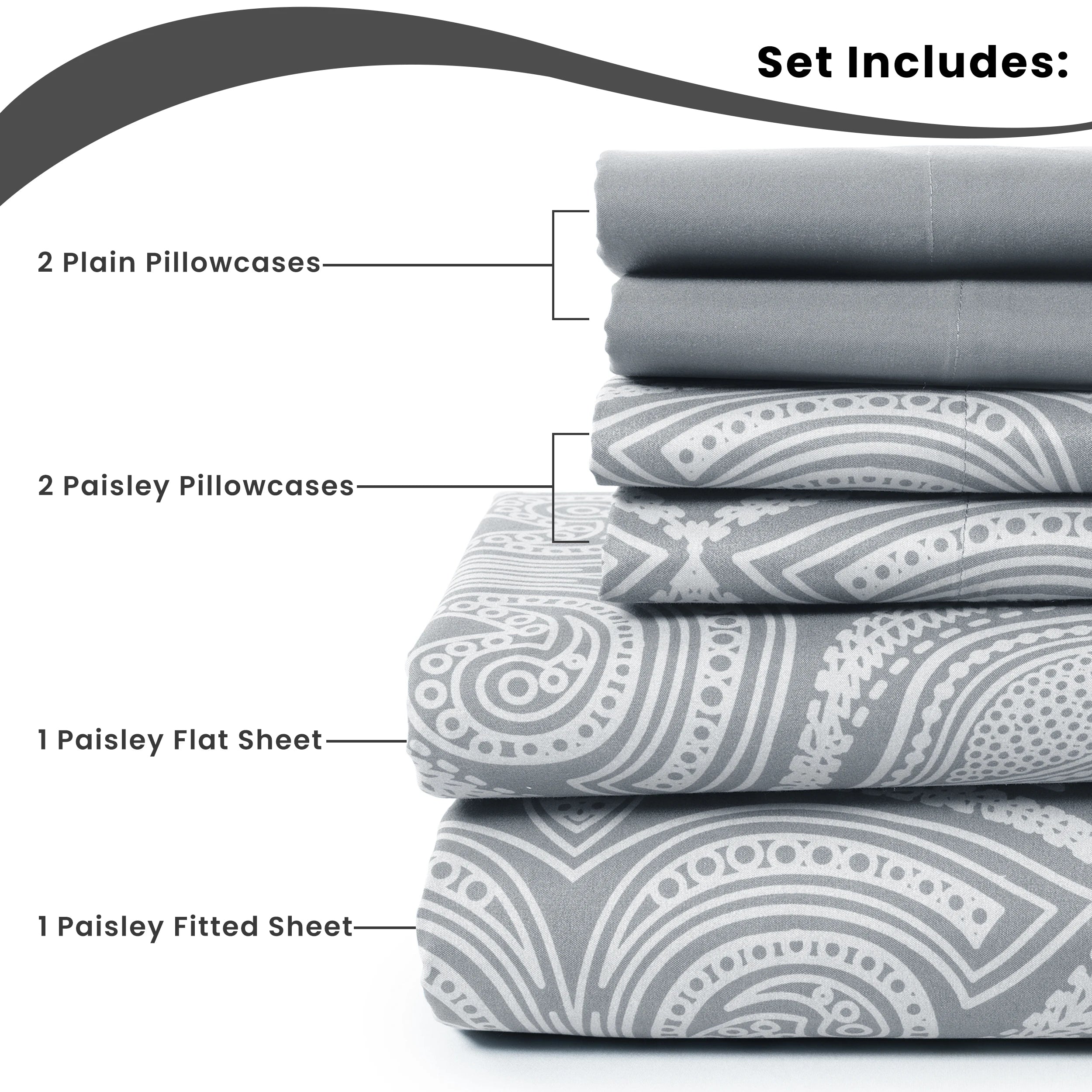 6Pc Paisley Microfiber Sheet Set