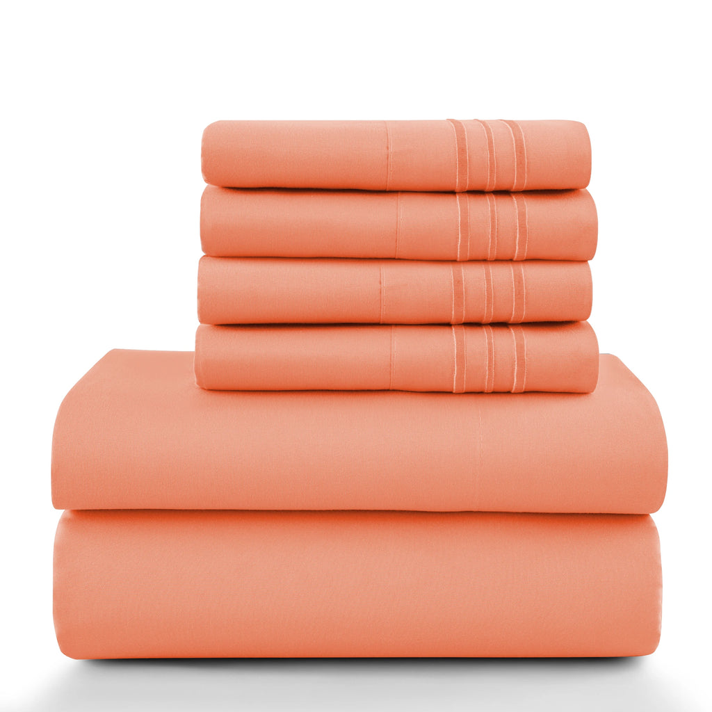 6Pc Microfiber Solid Sheet Set