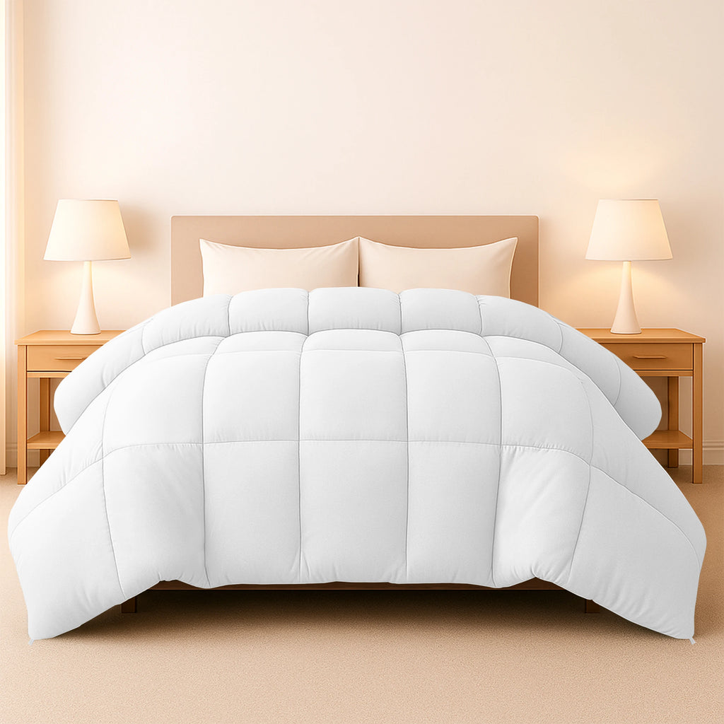 Down Comforter –  Duvet Insert with Box Stitch Design –  102" x 90"