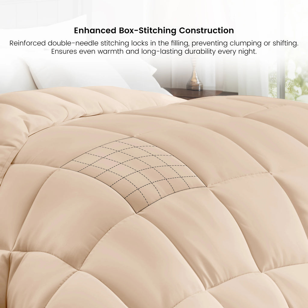 Down Comforter –  Duvet Insert with Box Stitch Design –  102" x 90"