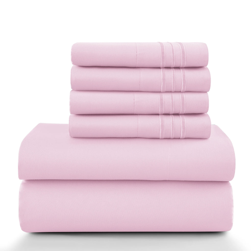 6Pc Microfiber Solid Sheet Set