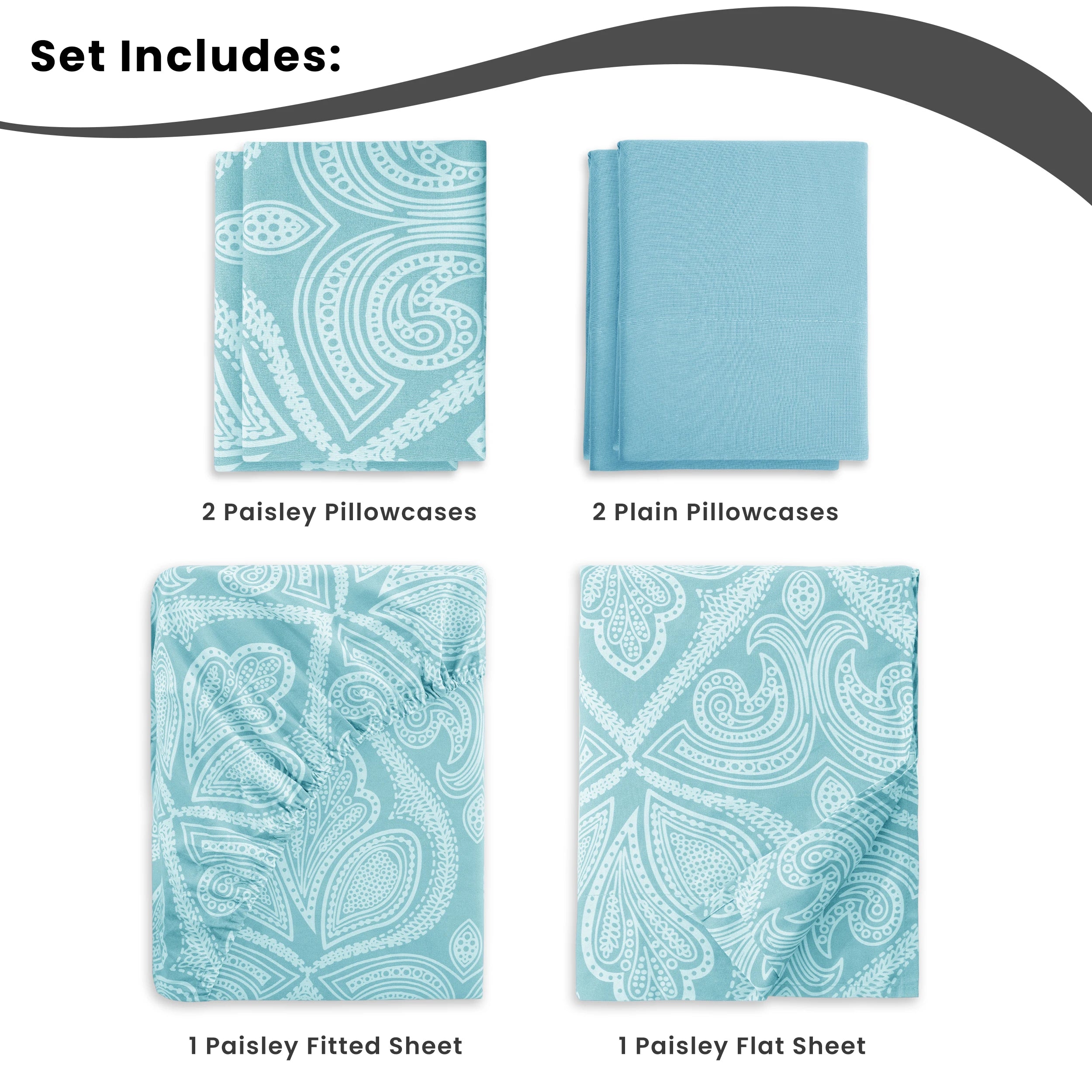 6Pc Paisley Microfiber Sheet Set