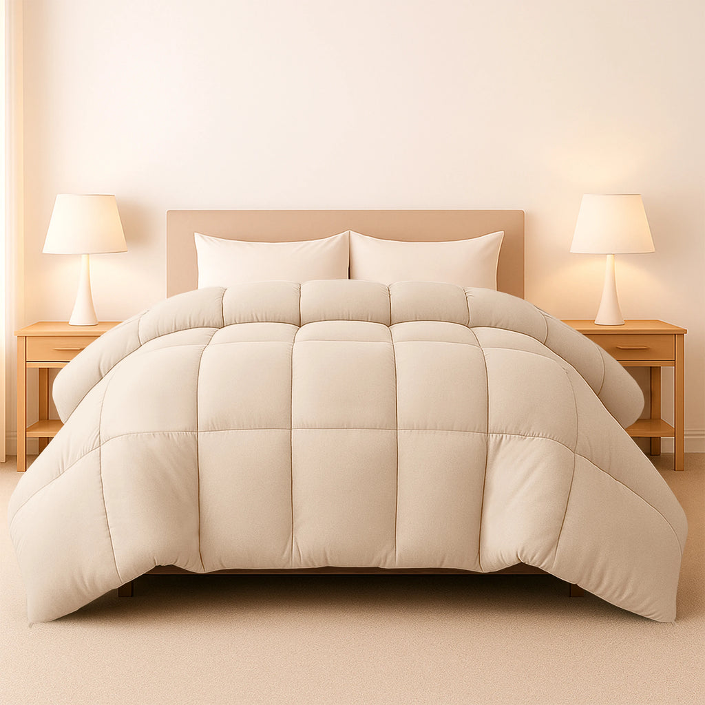 Down Comforter –  Duvet Insert with Box Stitch Design –  102" x 90"
