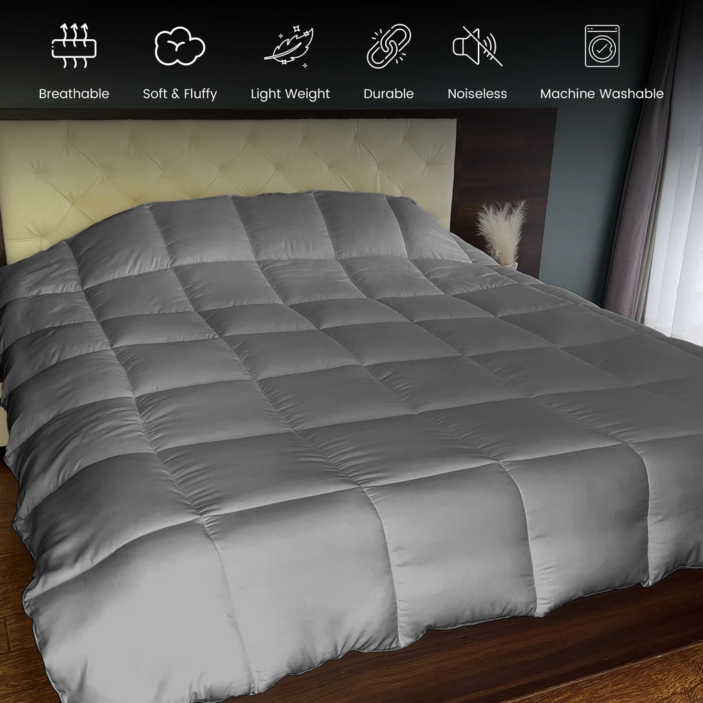 Down Comforter –  Duvet Insert with Box Stitch Design –  102" x 90"