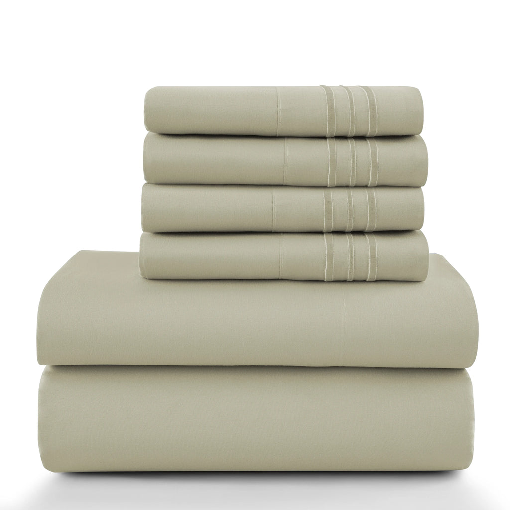 6Pc Microfiber Solid Sheet Set