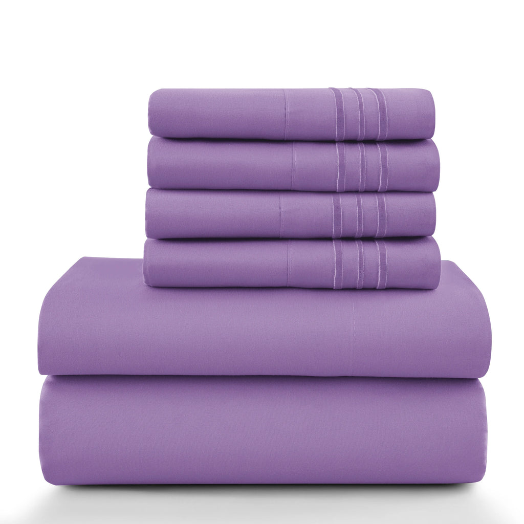 6Pc Microfiber Solid Sheet Set