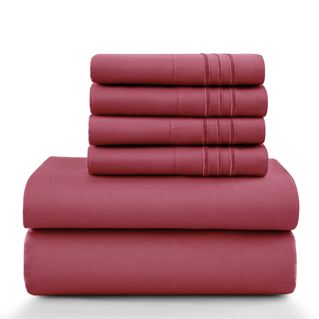 6Pc Microfiber Solid Sheet Set
