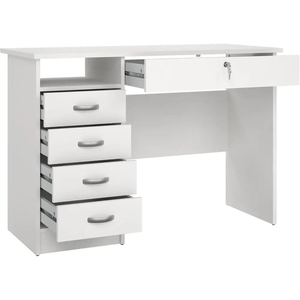 Elegant 5-Drawer Desk in Pure White