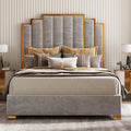 Upholstered Velvet Platform Bed Frame