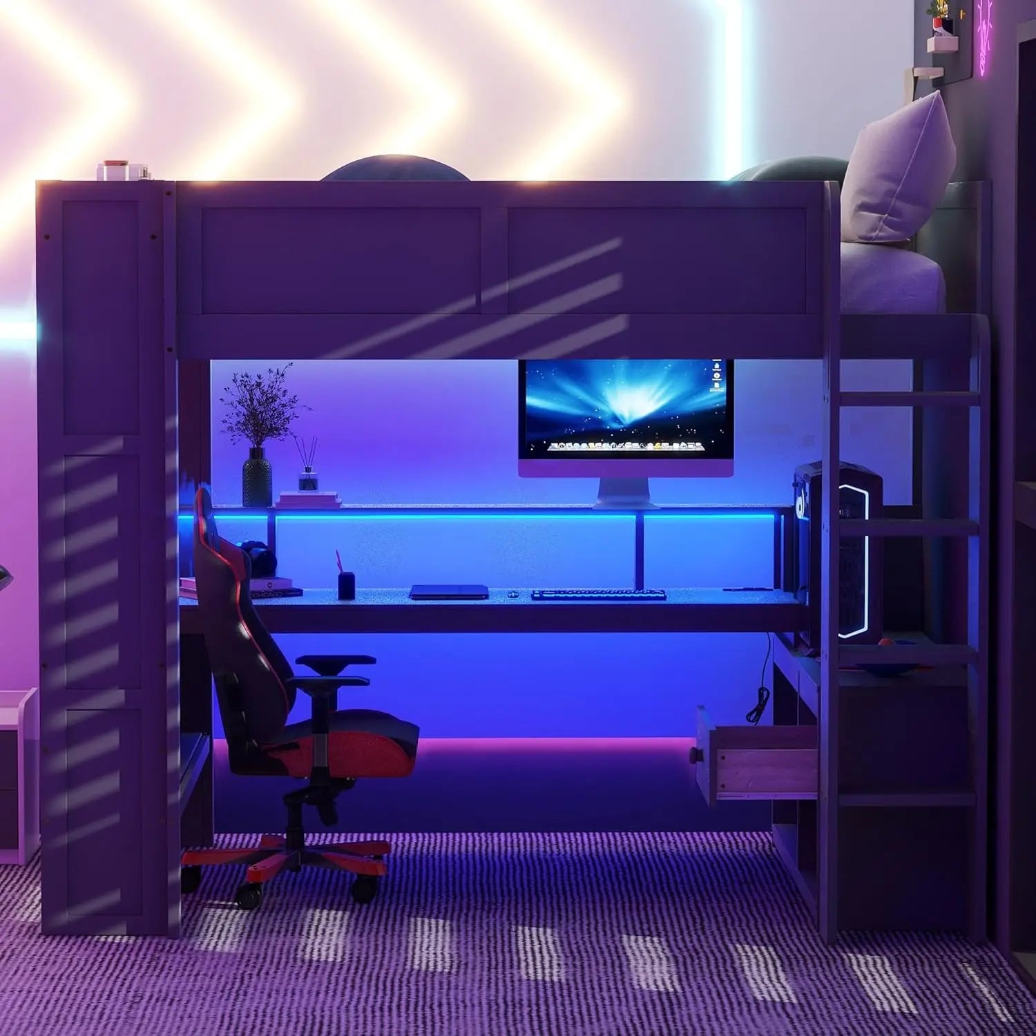 Full Wood Gaming Bed Desk