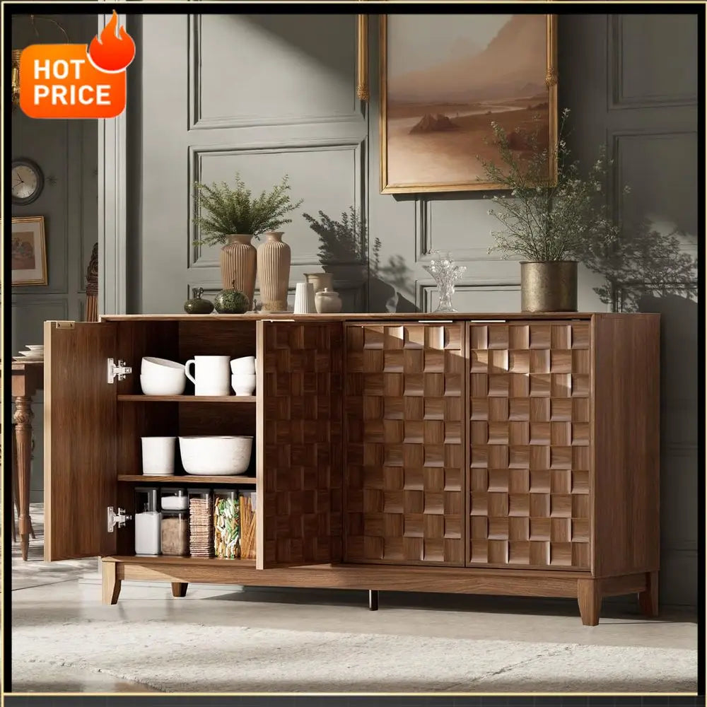 Sideboard Buffet Cabinet with 4-Door Storage