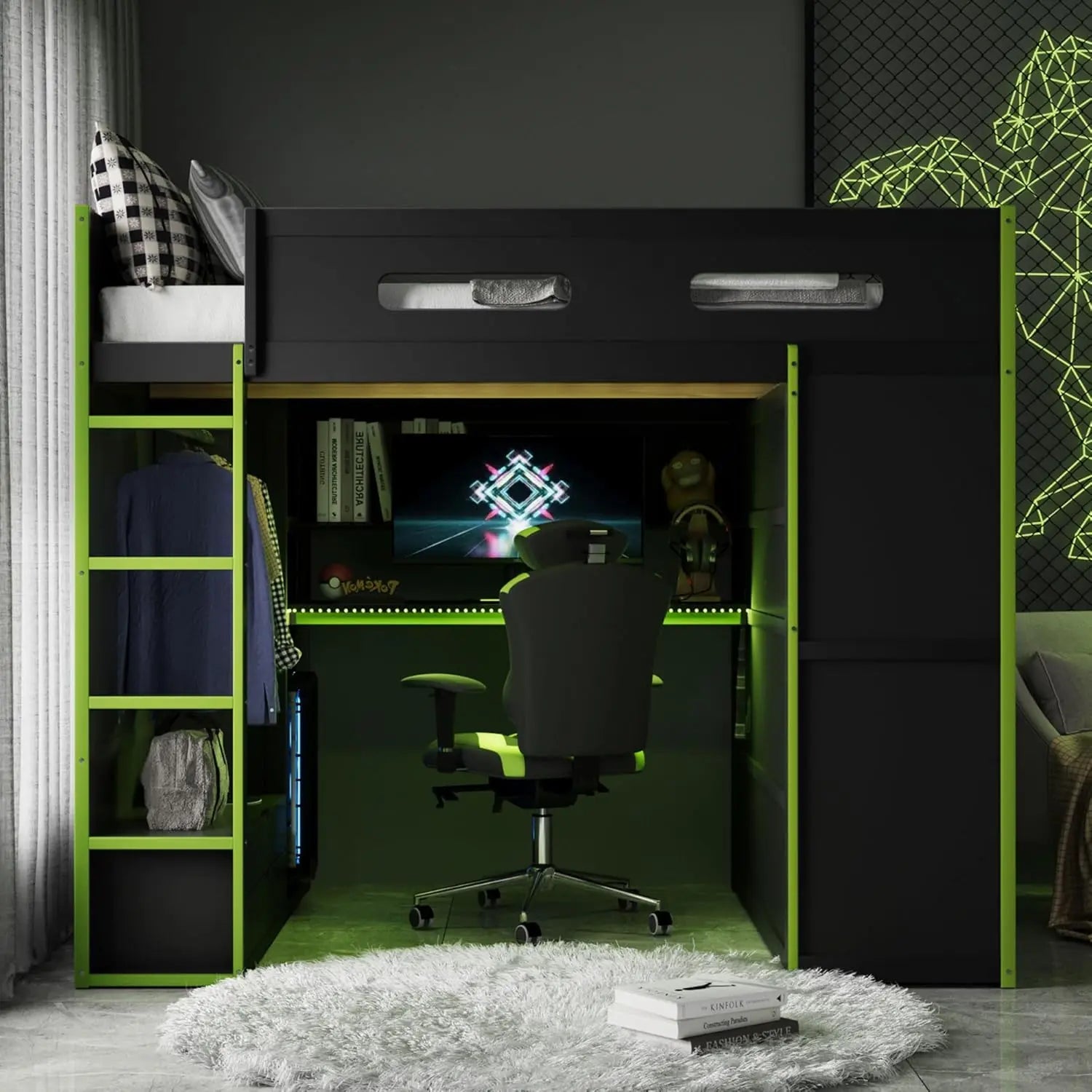 Full Wood Gaming Bed Desk