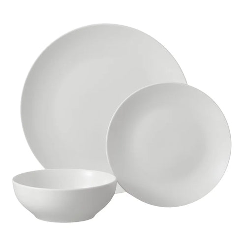 12-Piece White Stoneware Dinnerware