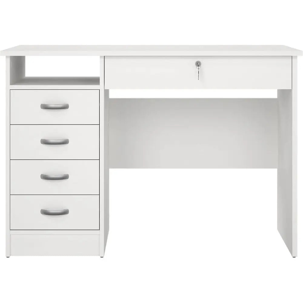Elegant 5-Drawer Desk in Pure White