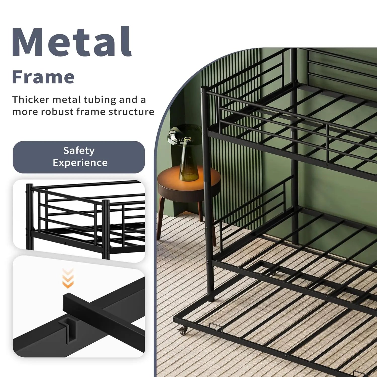 Twin Metal Bunk Bed With Trundle