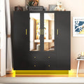 4 Doors Armoire Wardrobe Closet with Mirror