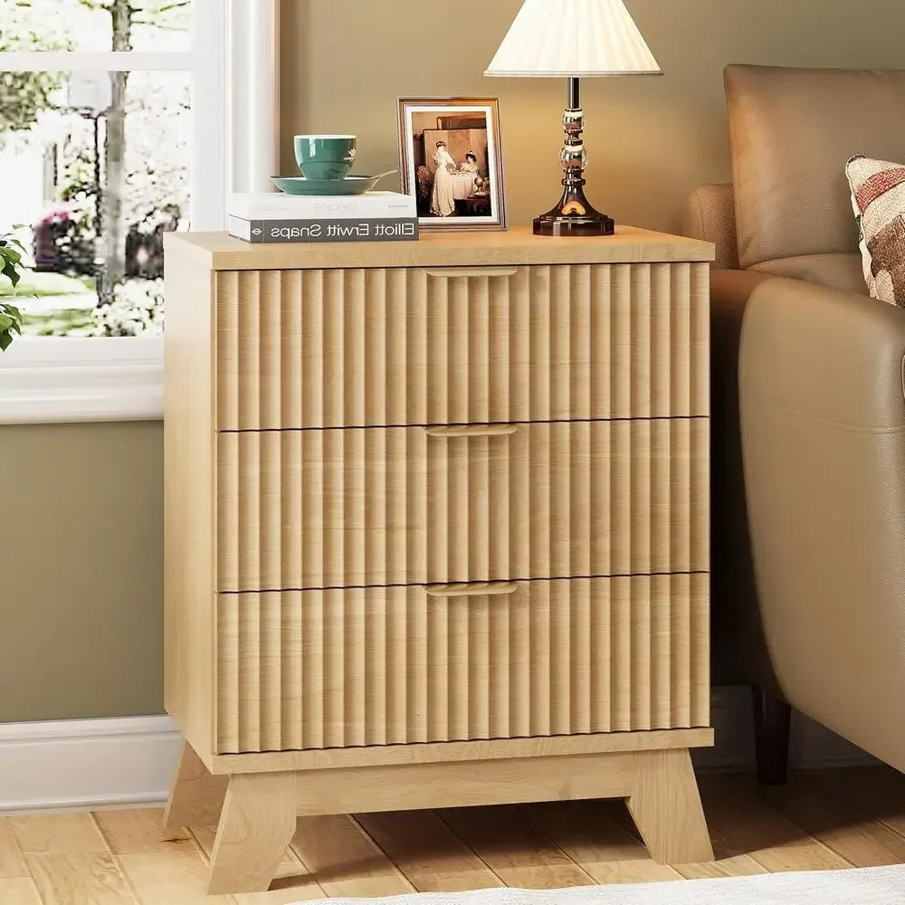 24 Wide Oak Nightstand with 3 Drawers