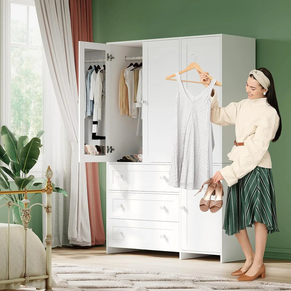 71" Wooden Armoire Wardrobe Cabinet