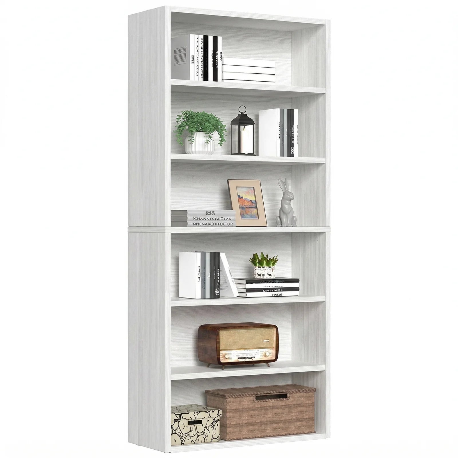 6 Shelf Wooden Bookcase