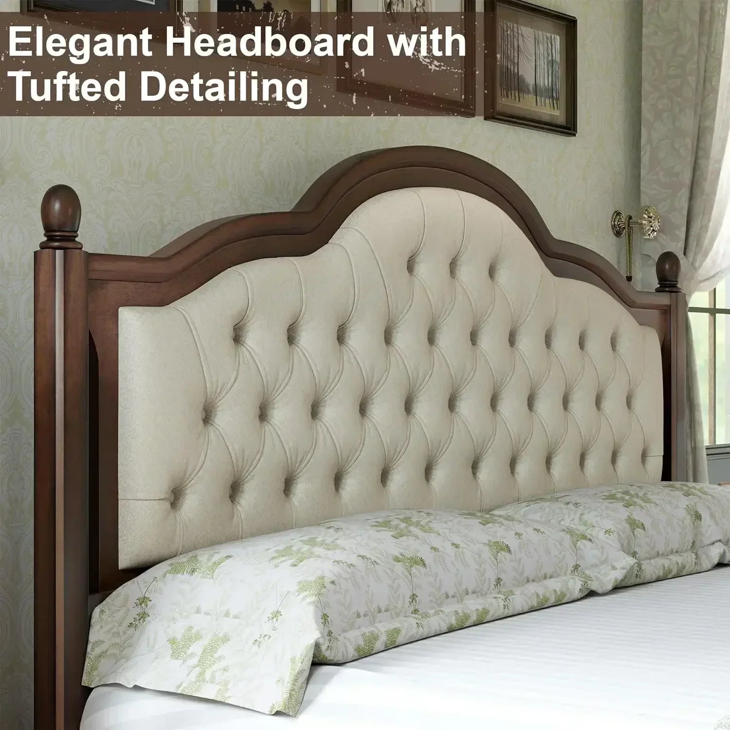 Queen Size,  Upholstered Tufted Headboard,