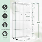 Glass Display Cabinet with Double Door and Lock