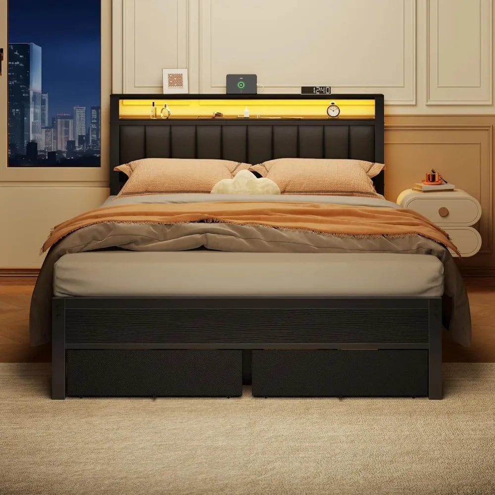 Bed Frame with Charging Station