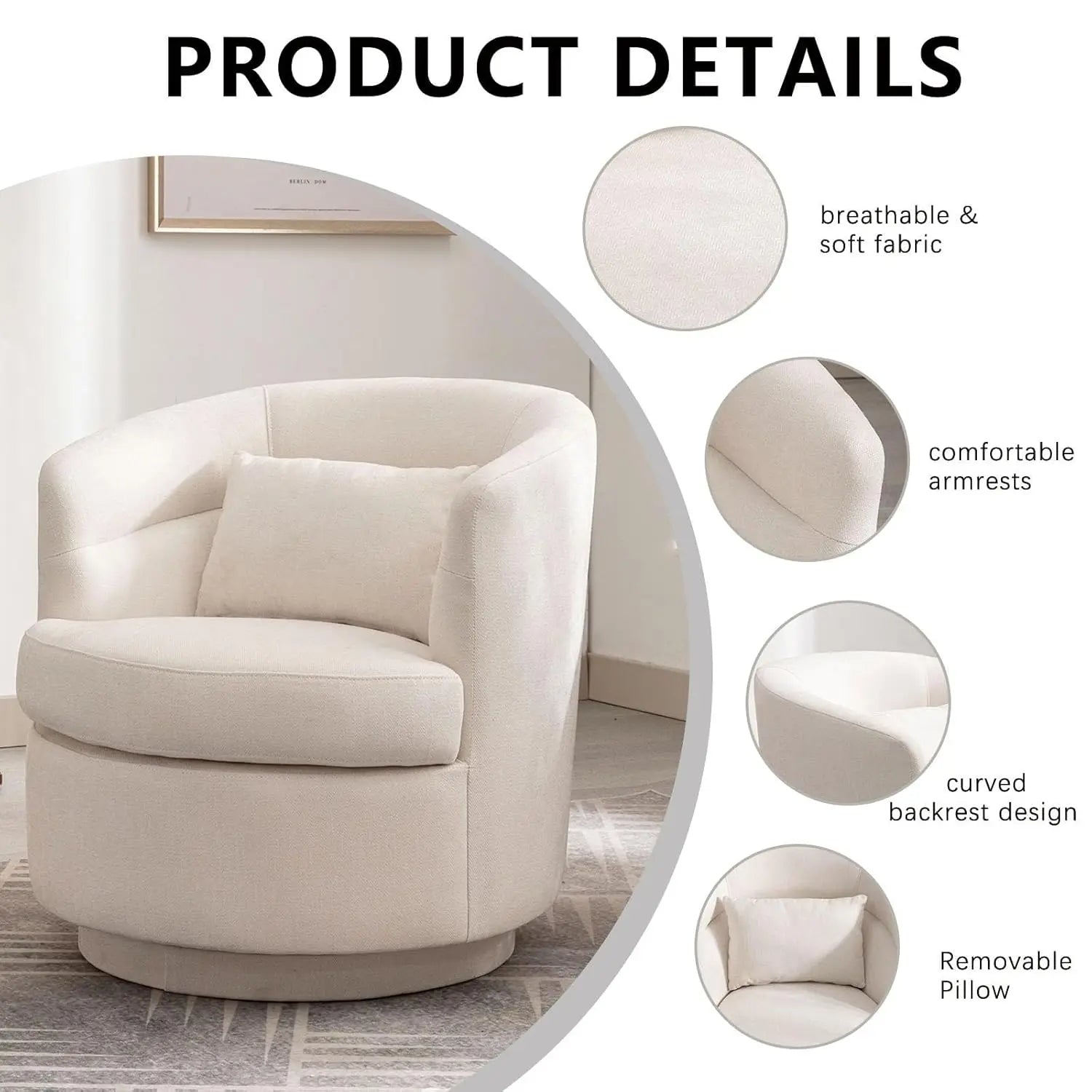 360° Swivel Barrel Chair Set 2