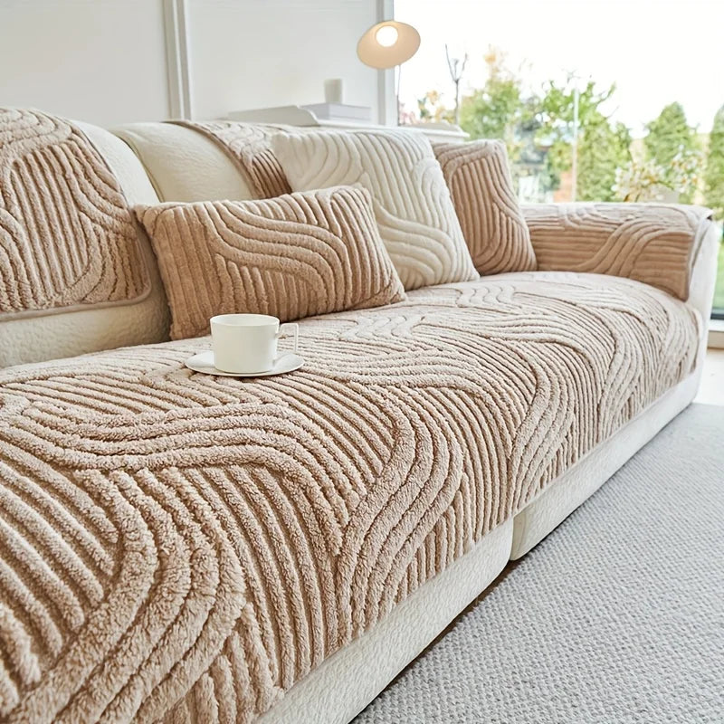 Plush Non-Slip Sofa Cushion Cover
