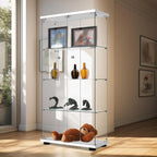 Glass Display Cabinet with Double Door and Lock