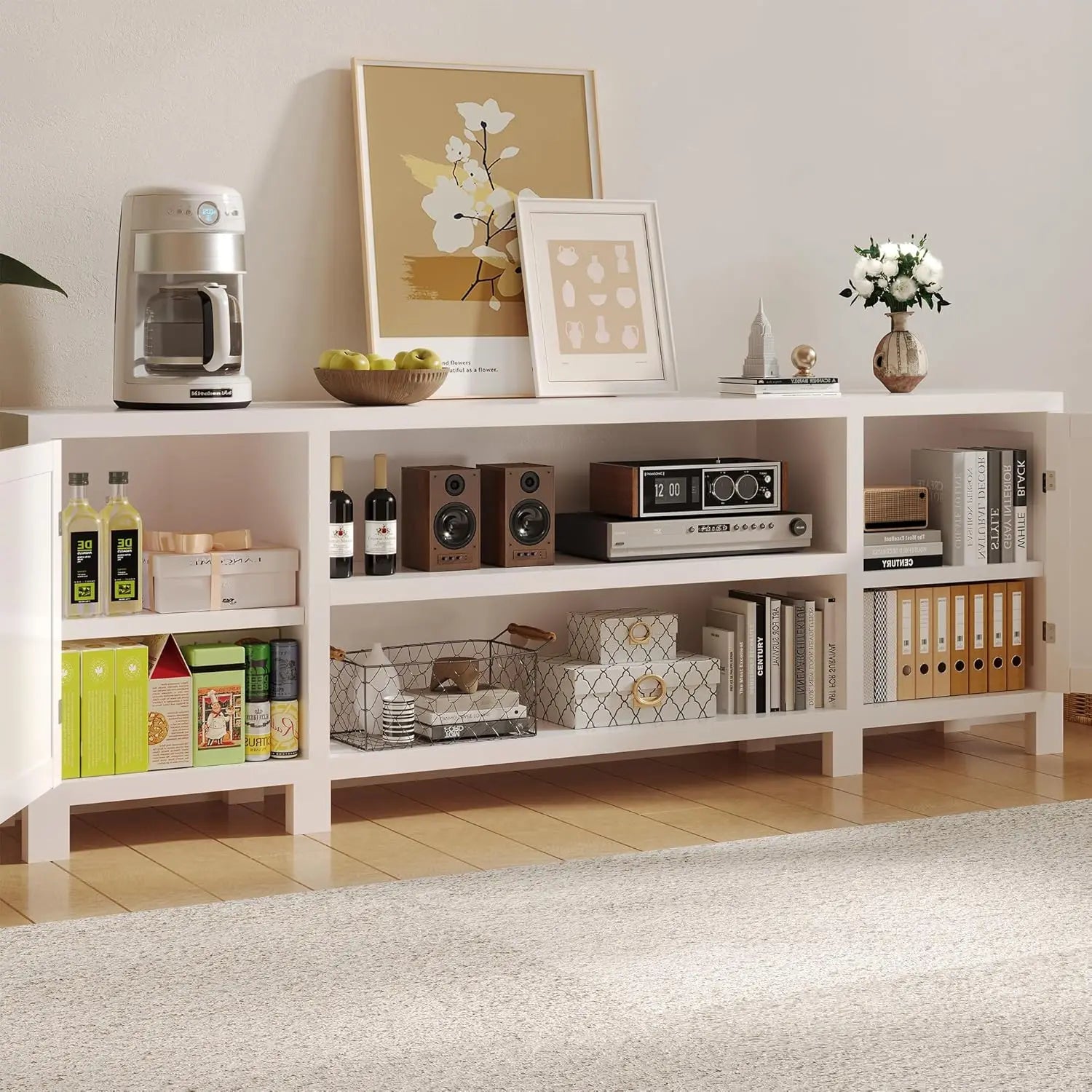 94" Entertainment Center Wall Unit TV Stand Bookshelves Storage