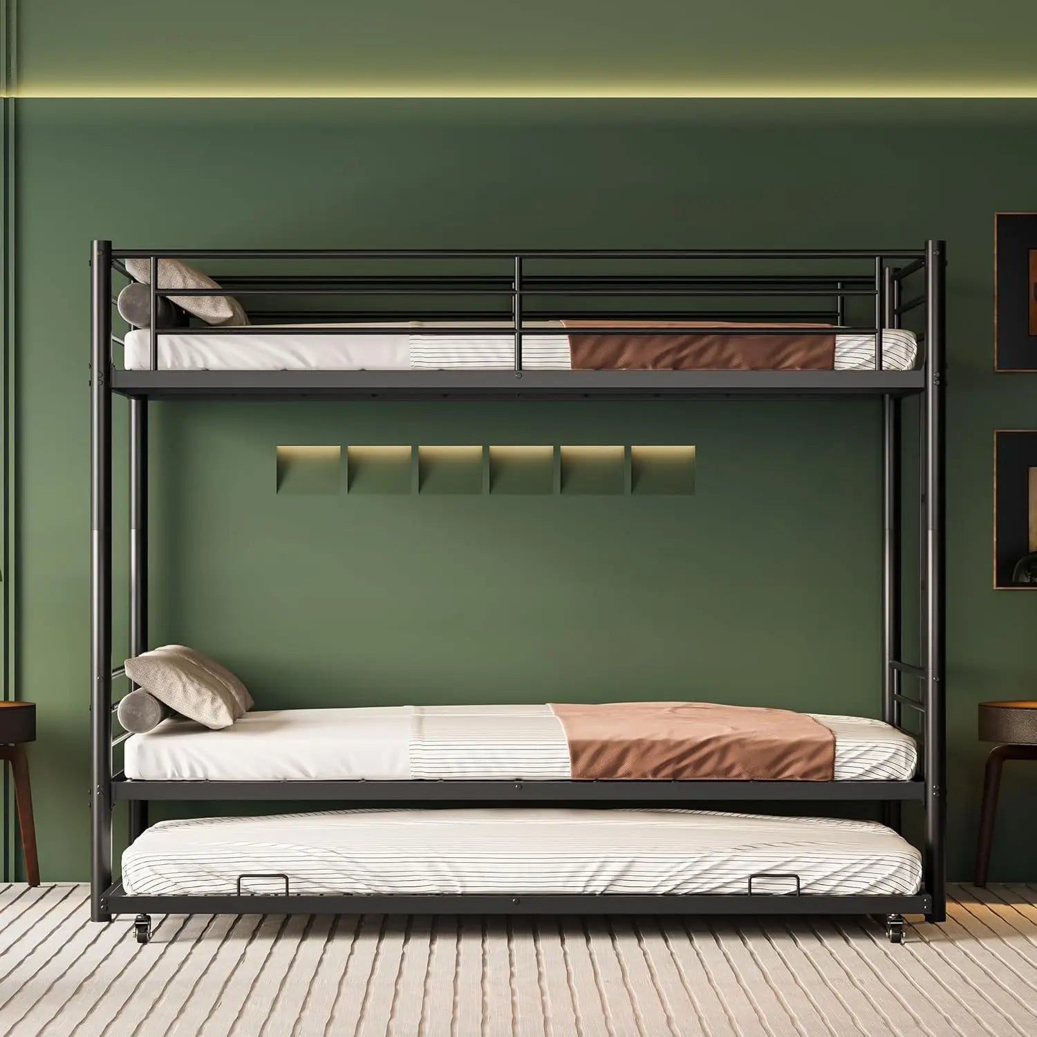 Twin Metal Bunk Bed With Trundle