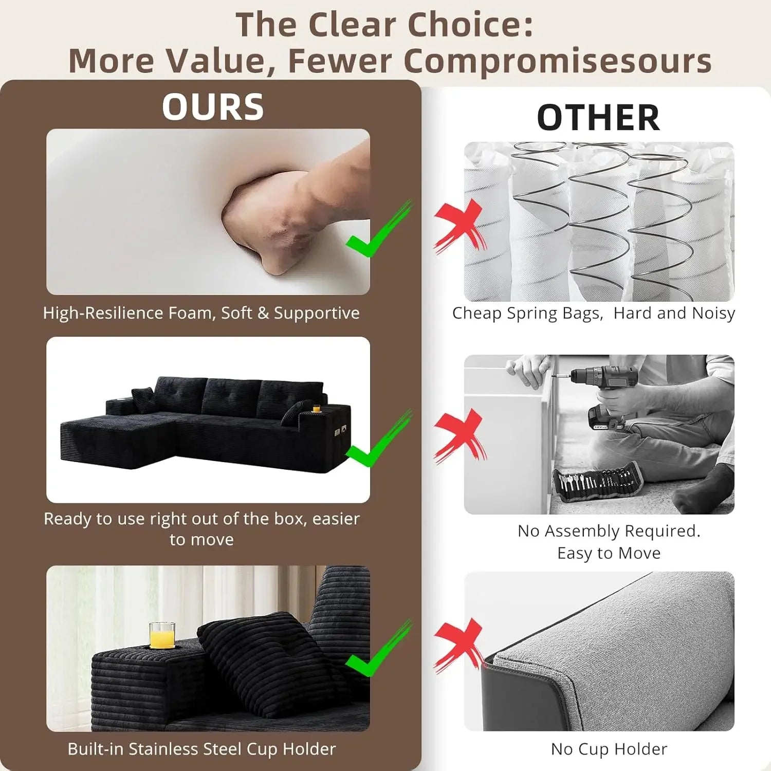 Sofa with Oversized Chaise