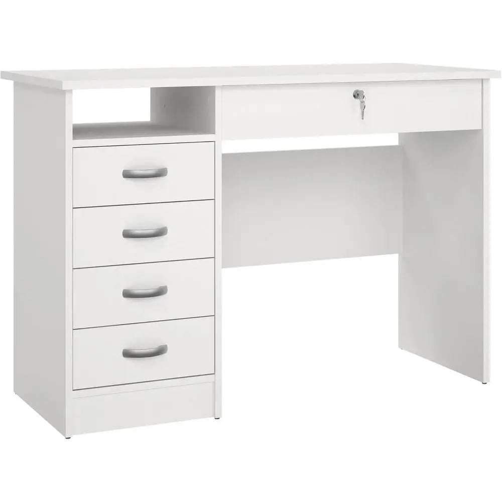 Elegant 5-Drawer Desk in Pure White