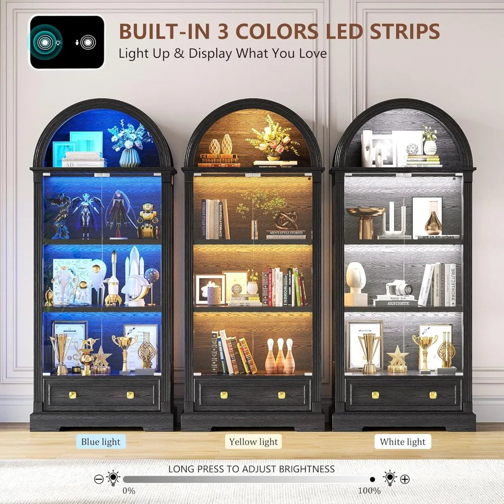 72 Tall Arched Display Cabinet with glass