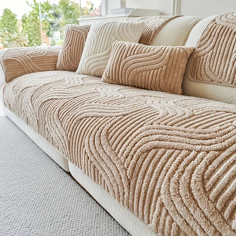 Plush Non-Slip Sofa Cushion Cover