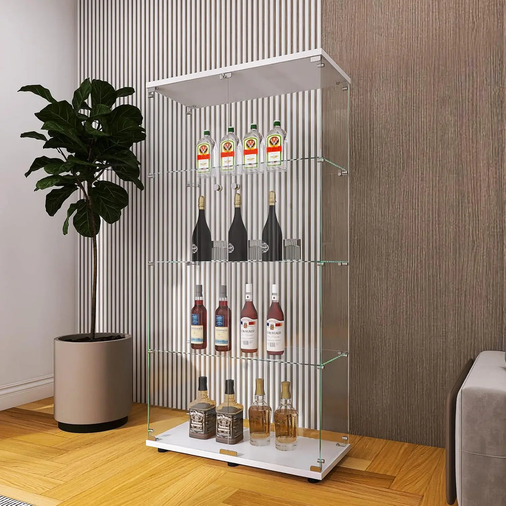 Glass Display Cabinet with Double Door and Lock