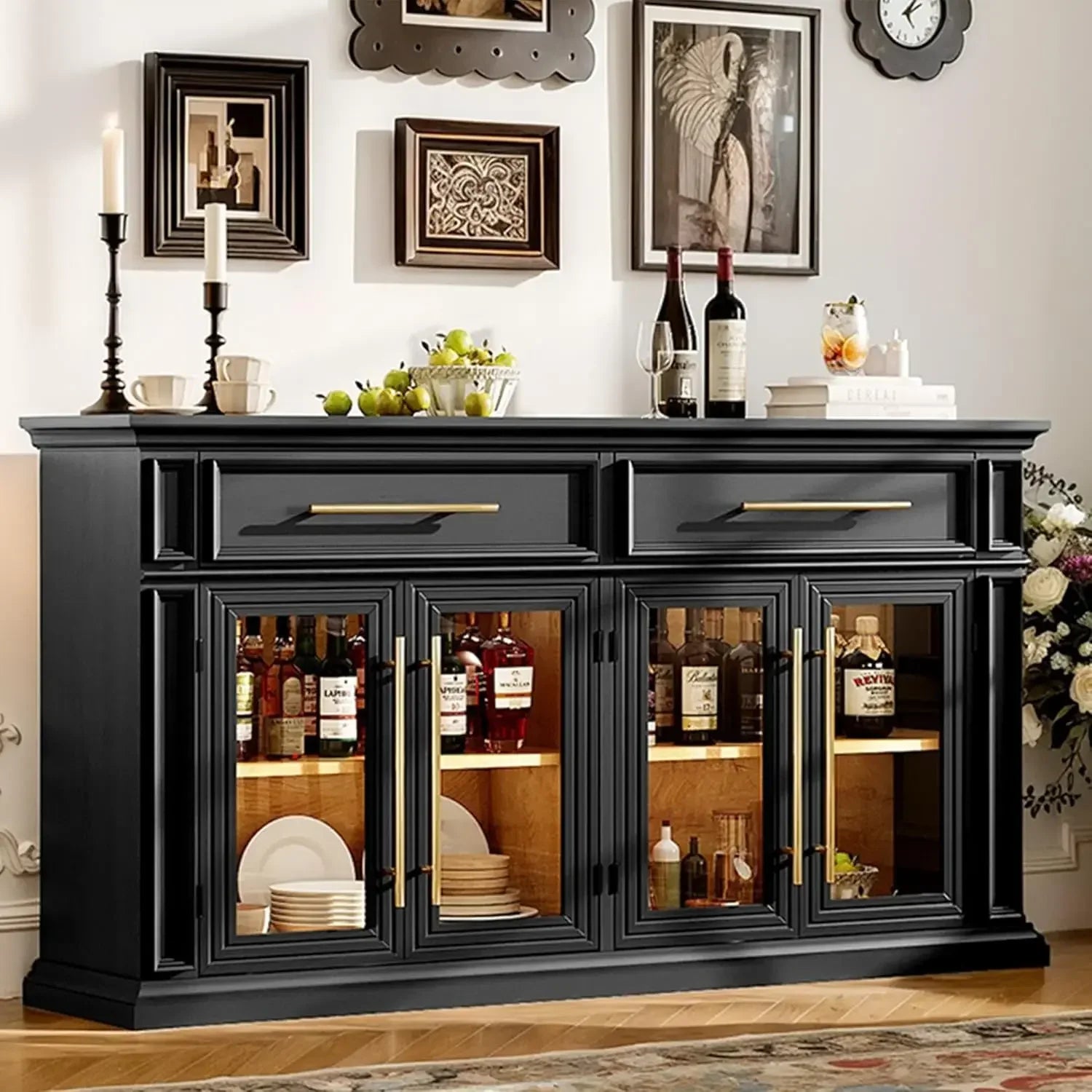 63" Large Sideboard Buffet Cabinet