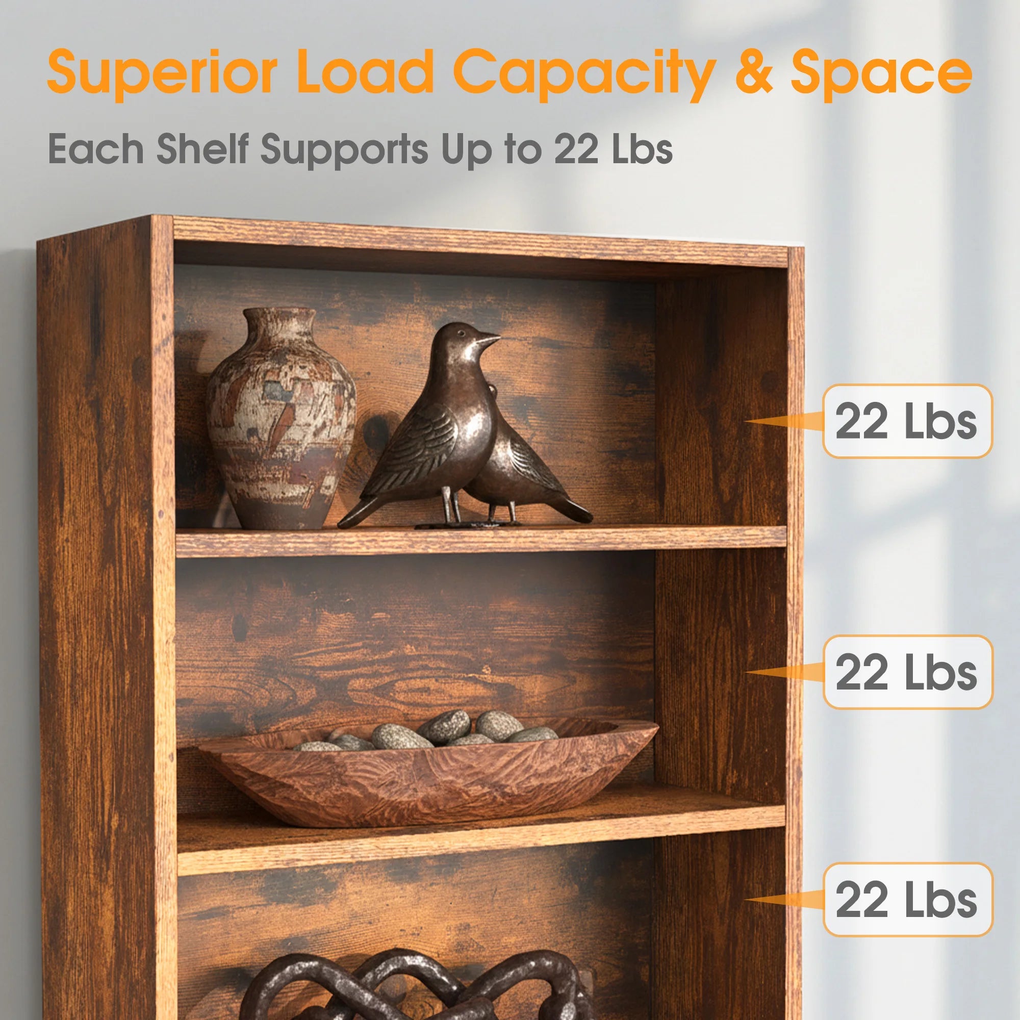6 Shelf Wooden Bookcase