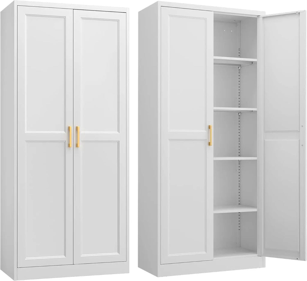 Kitchen Pantry Cabinet,71”White Metal Pantry