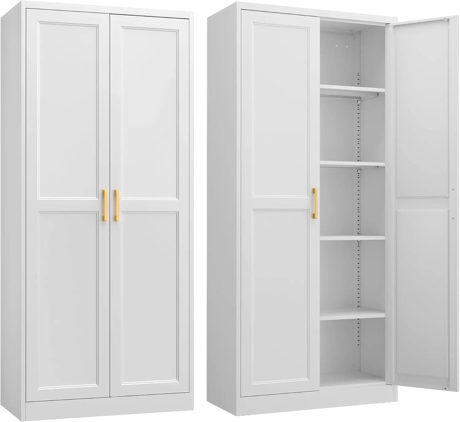 Kitchen Pantry Cabinet,71”White Metal Pantry