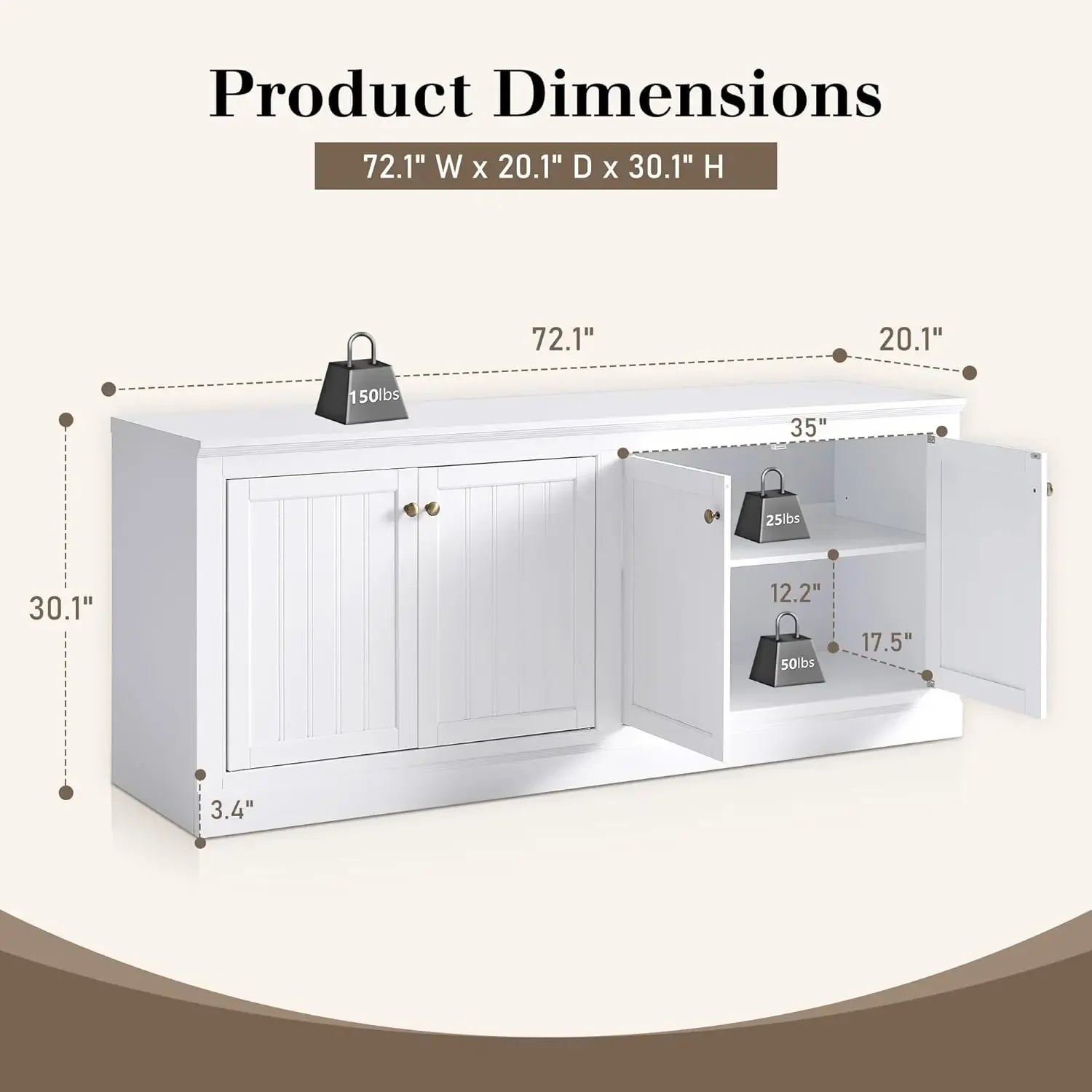 72"  Sideboard Buffet Cabinet
