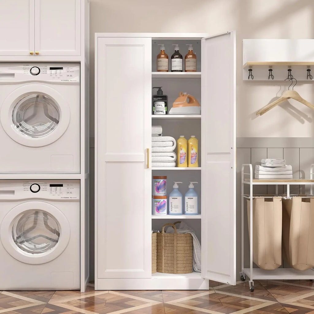 Kitchen Pantry Cabinet,71”White Metal Pantry